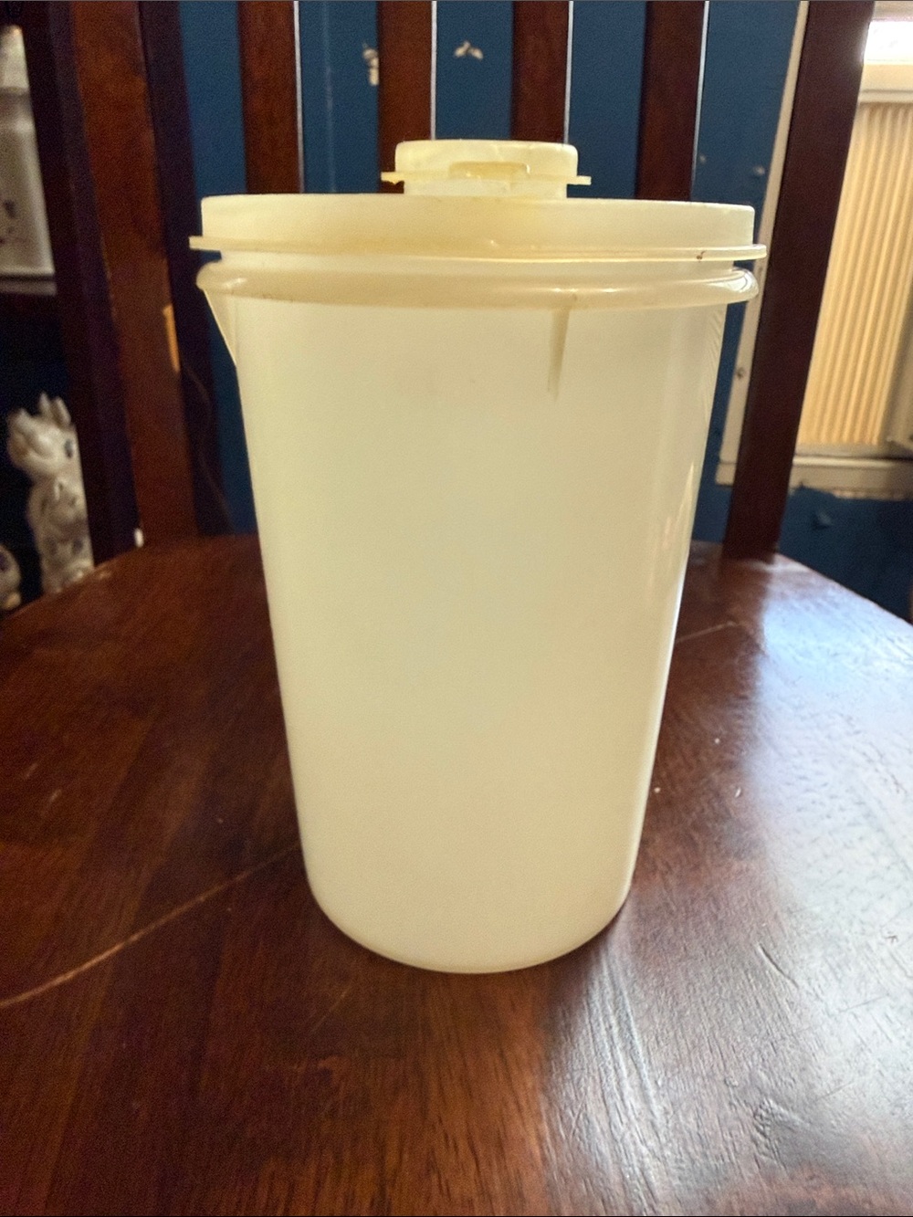 Vintage Tupperware Cream Plastic Storage Canister with Snap Lid